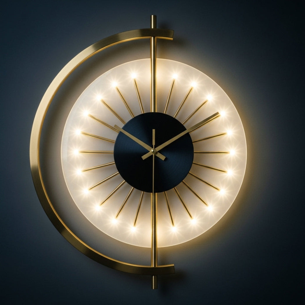 Tempo Brass Clock Wall Sconce