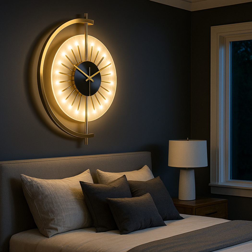 Tempo Brass Clock Wall Sconce